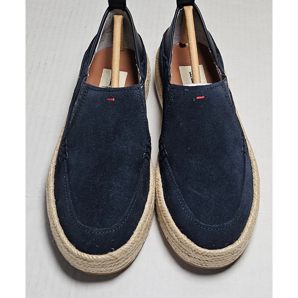ED Ellen DeGeneres Garance Lagoon Navy Oiled Calf Suede Platform Espadrilles 5.5